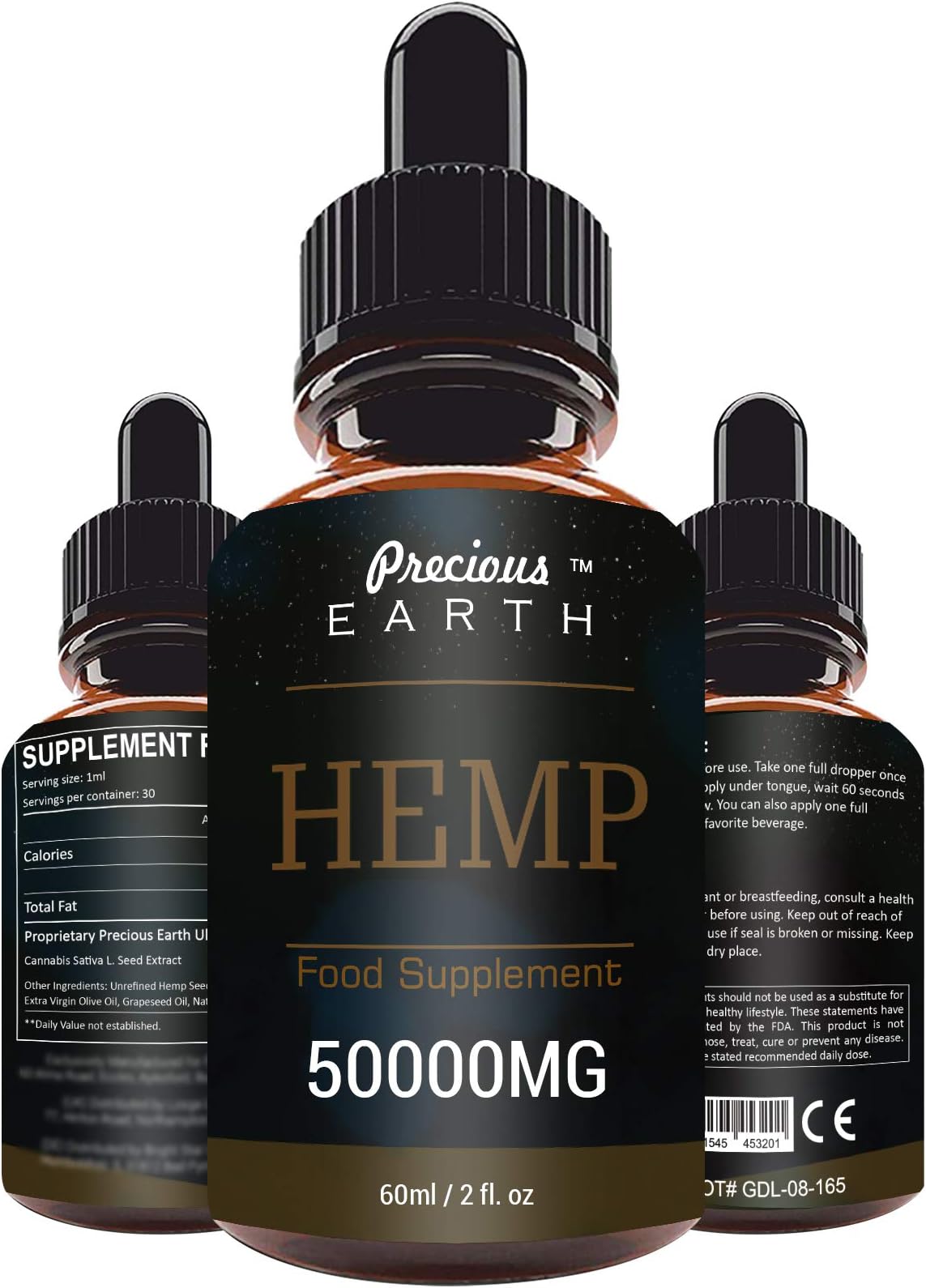 PRECIOUS EARTH 50000MG/60ML Premium Oil Drops, Natural Dietary Supplement,Immune System Support