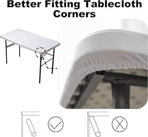 Miniatura 5 de Viiamacki Mantel rectangular de elastano ajustable de 4 pies, mantel de picnic plegable elástico, mantel elástico para mesa de patio, manteles