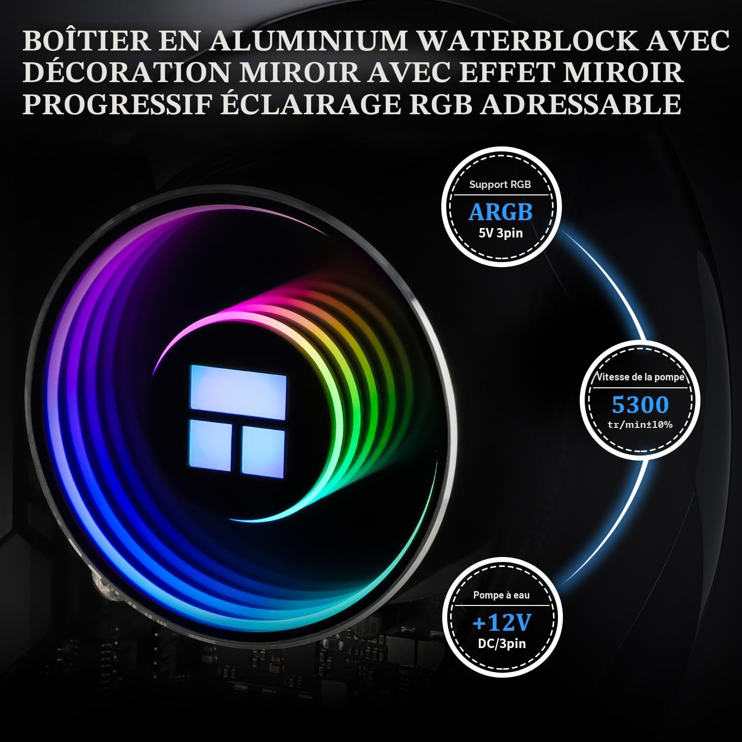 Thermalright Frozen Notte 360 Noir ARGB V2 Refroidisseur de processeur de refroidissement par eau,convient pour AMD :AM4/AM5, Intel LGA 1851/1700/115X/1200/2011
