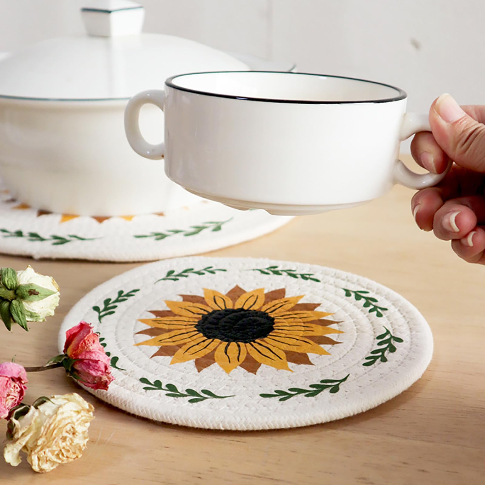 Décoration de Table, Sets de Table, Set de Table Rond à Motif Floral créatif Style champêtre