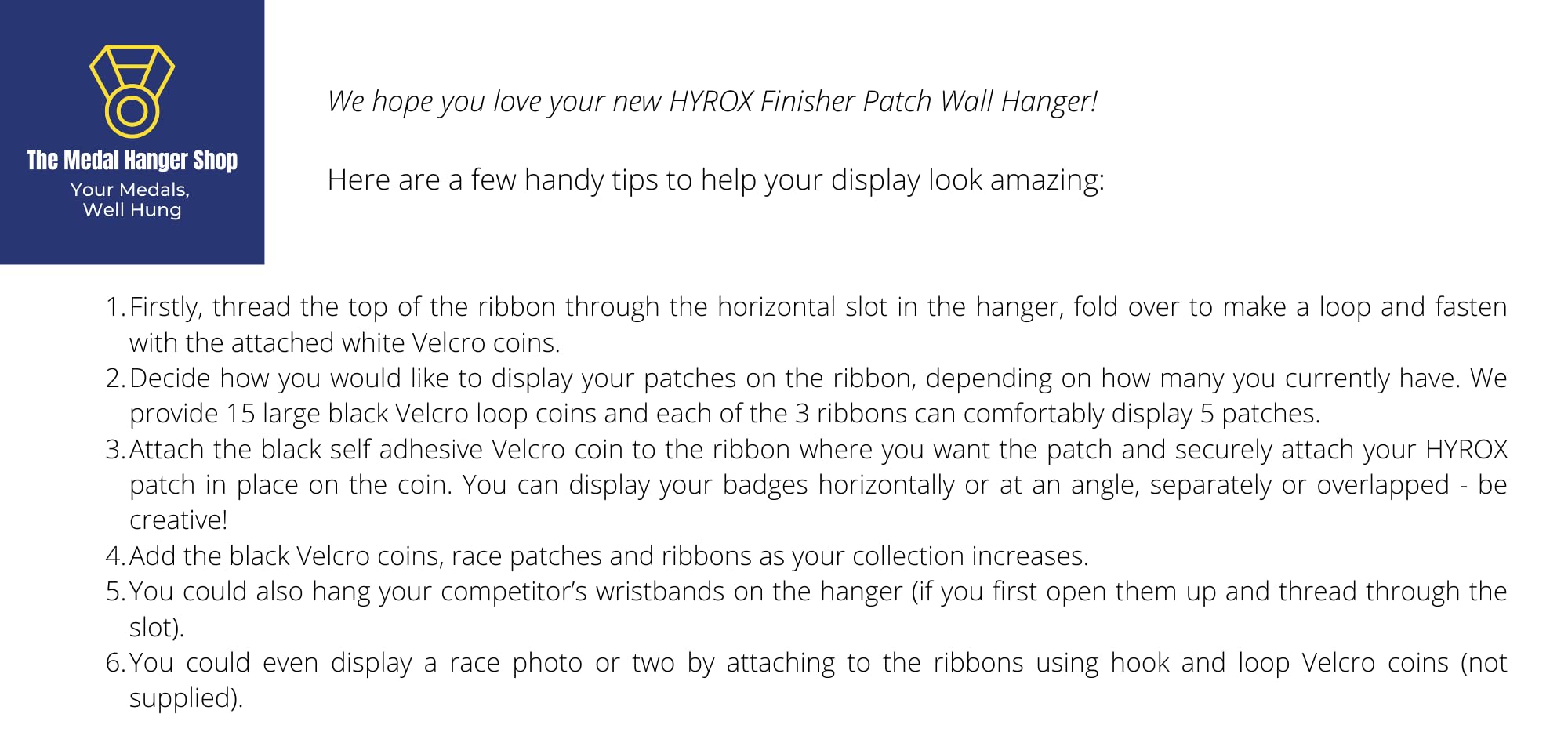 HYROX Patch Display | Schwarzes Metall | Wandmontierter Race Finisher Patch Halter