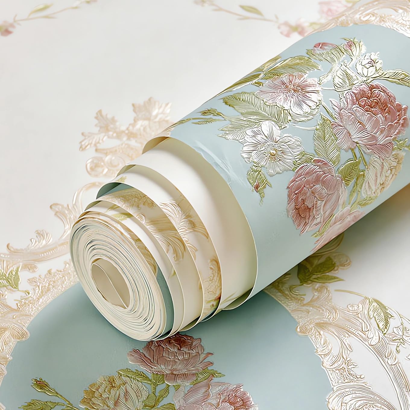 Blooming Wall Retro Baroque Damask Peel and Stick Wallpaper
