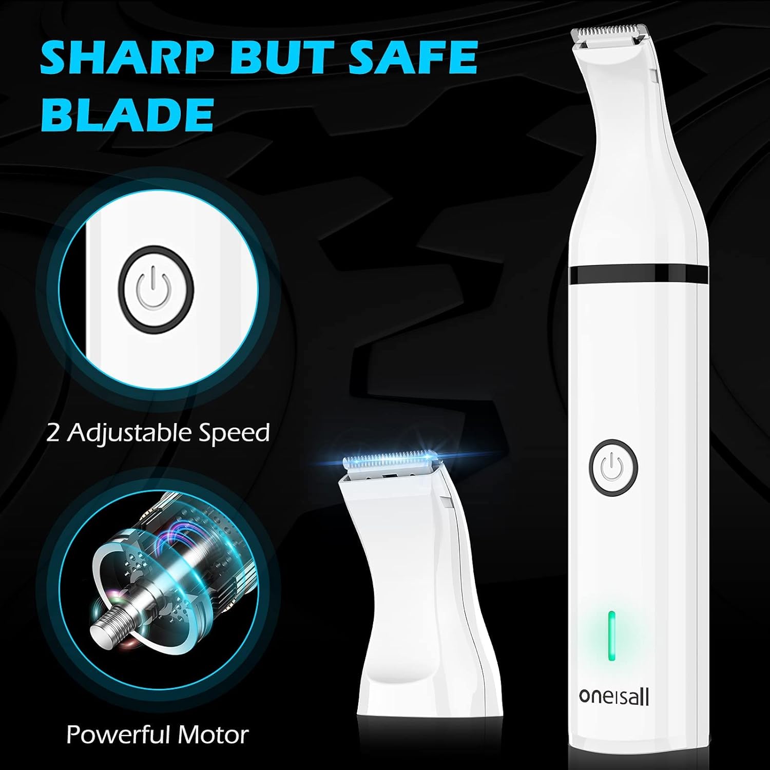 oneisall Dog Clippers and Dog Paw Trimmer Kit 2 in 1 Low Noise Cordless Dog Clippers for Grooming Pet Hair Trimmers for Small and Large Dogs Cats Animals : Pet Supplies