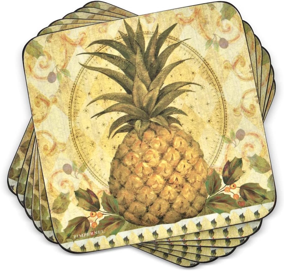 Pimpernel Golden Pineapple Coasters Set of 6 Amazon.co.uk Home