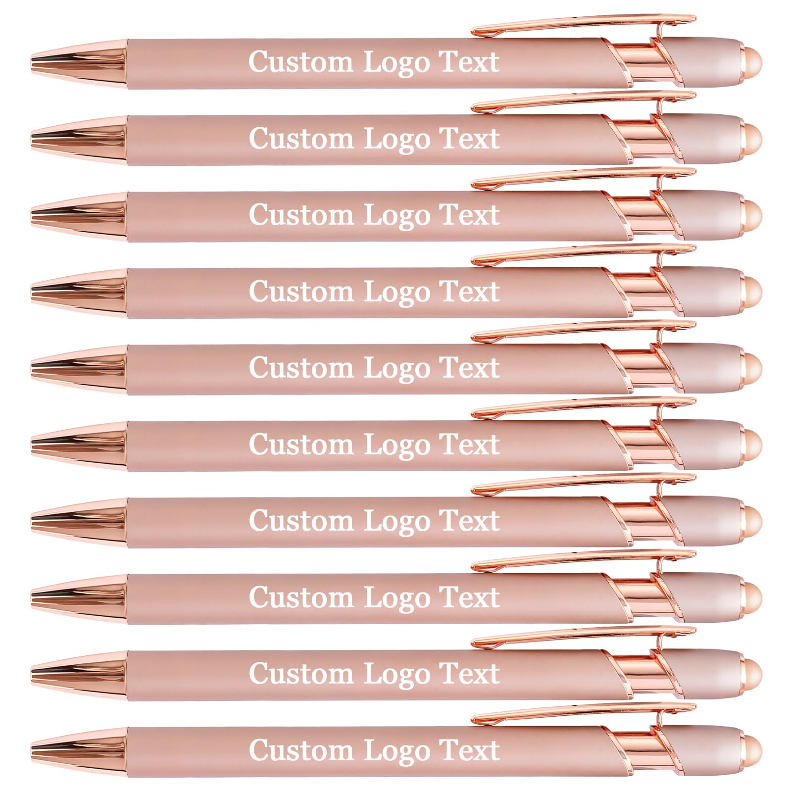 HEYZARDA Personalised Ballpoint Pens with Name Text Logo Custom for Office Business Bulk, rose gold 100 Pc — image 1