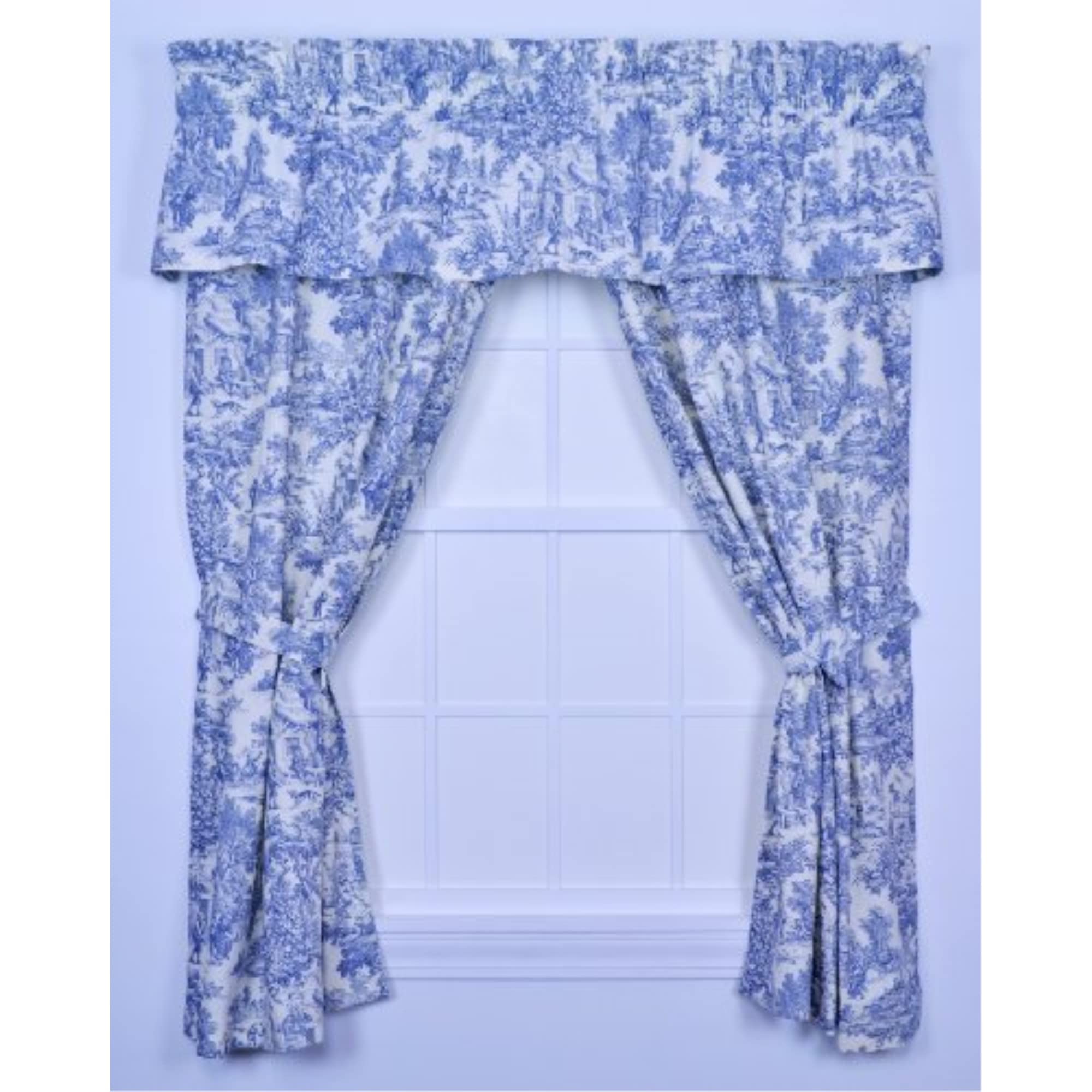 Ellis Curtain Victoria Park Toile Paire de Panneaux sur Mesure avec embrasses Bleu 172 x 183 cm