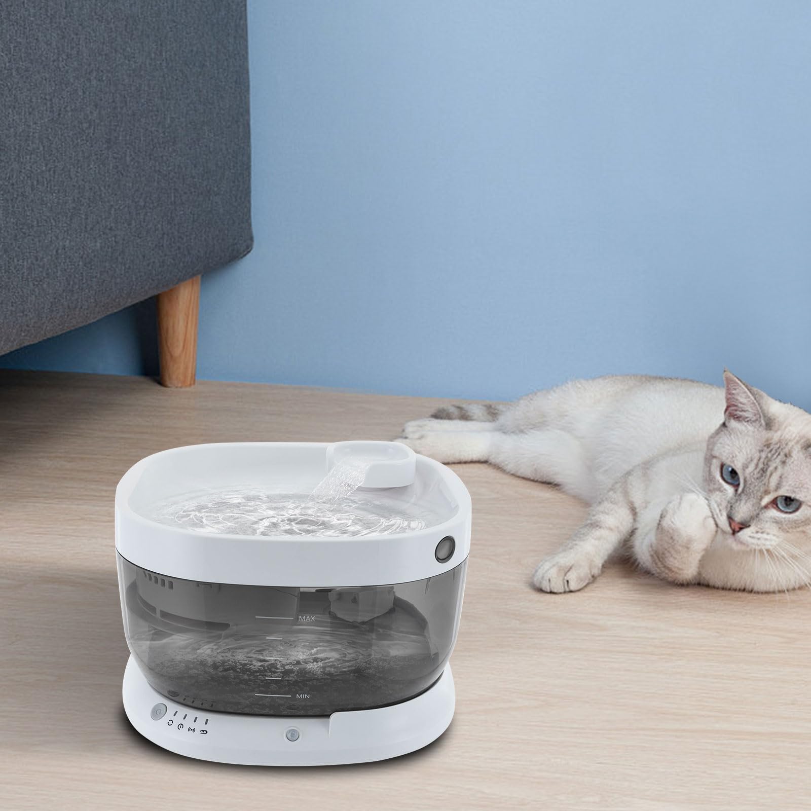 Dispensador de agua para animales de 7 litros "blanco" con adaptador USB, fuente automática para perros y gatos, bomba silenciosa, diseño antigoteo y estándar de seguridad europeo