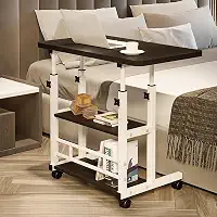 Mesa portátil para sofá e cama, mesa lateral para laptop com altura ajustável (Preto)