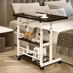 Mesa portátil para sofá e cama, mesa lateral para laptop com altura ajustável (Preto)