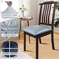 Vista 18 de Juego de 4 fundas de asiento para sillas de comedor de piel sintética, impermeables, fundas elásticas para sillas de comedor, cocina, hotel, fundas