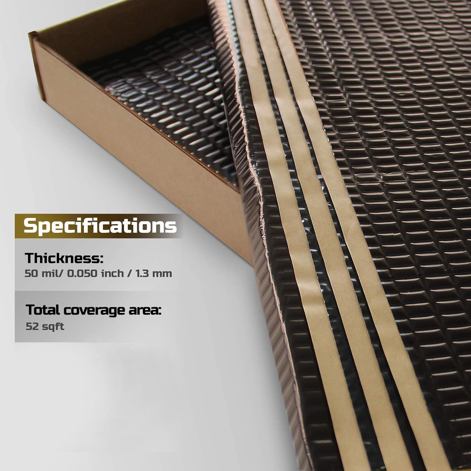 Siless Black 50 mil 52 sqft Sound Deadening mat - Sound Deadener Mat - Car Sound Dampening Material - Sound dampener - Sound deadening Material Sound Insulation - Car Sound deadening (Black)