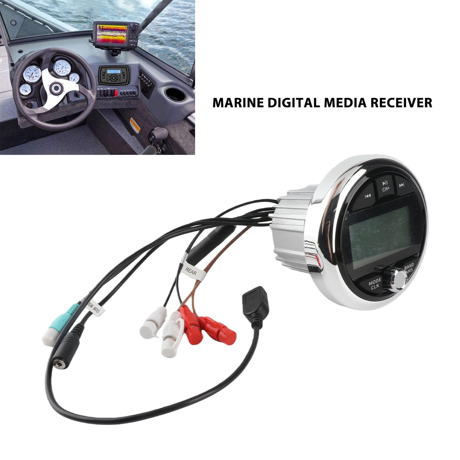 Lettore Audio Musicale per Barca MP3, Ricevitore Stereo Marino DC 12V Lettore MP3Ricevitore Musicale Audio Multimediale Digitale per Yacht RV Veicolo di Ingegneria Nave