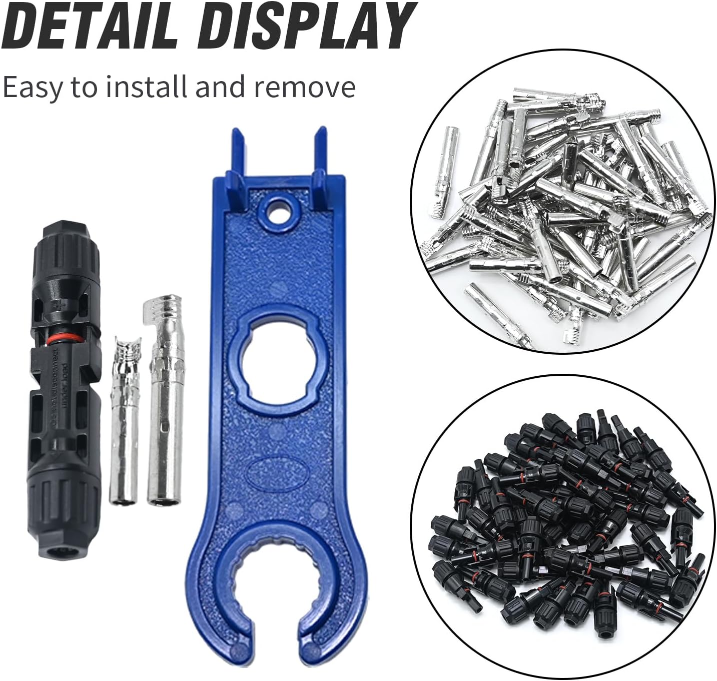 100PCS Solar Connector Male/Female Solar Connector with Wrench IP67 Waterproof Panel Connector (50 Pairs + 2 Wrenches)