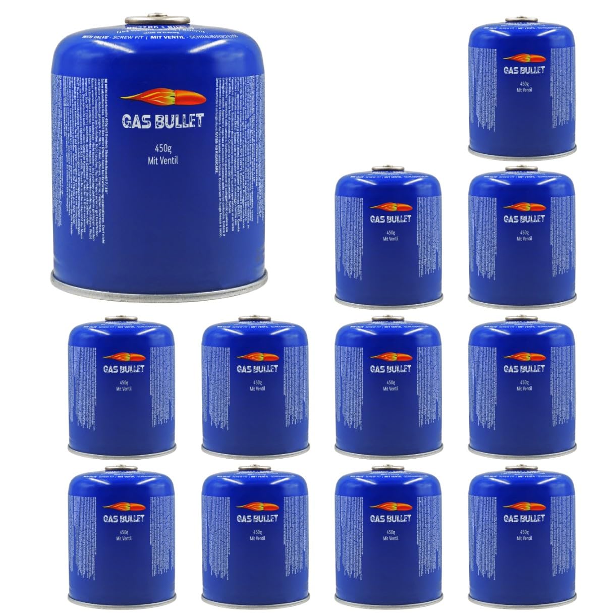 Schraubkartusche 450g passend für Gaskocher, Gasgrills (speziell für Weber) und alle Geräte mit 7/16“ Gewinde | Ideal für Camping/Outdoor/Notfälle (12 Kartuschen)