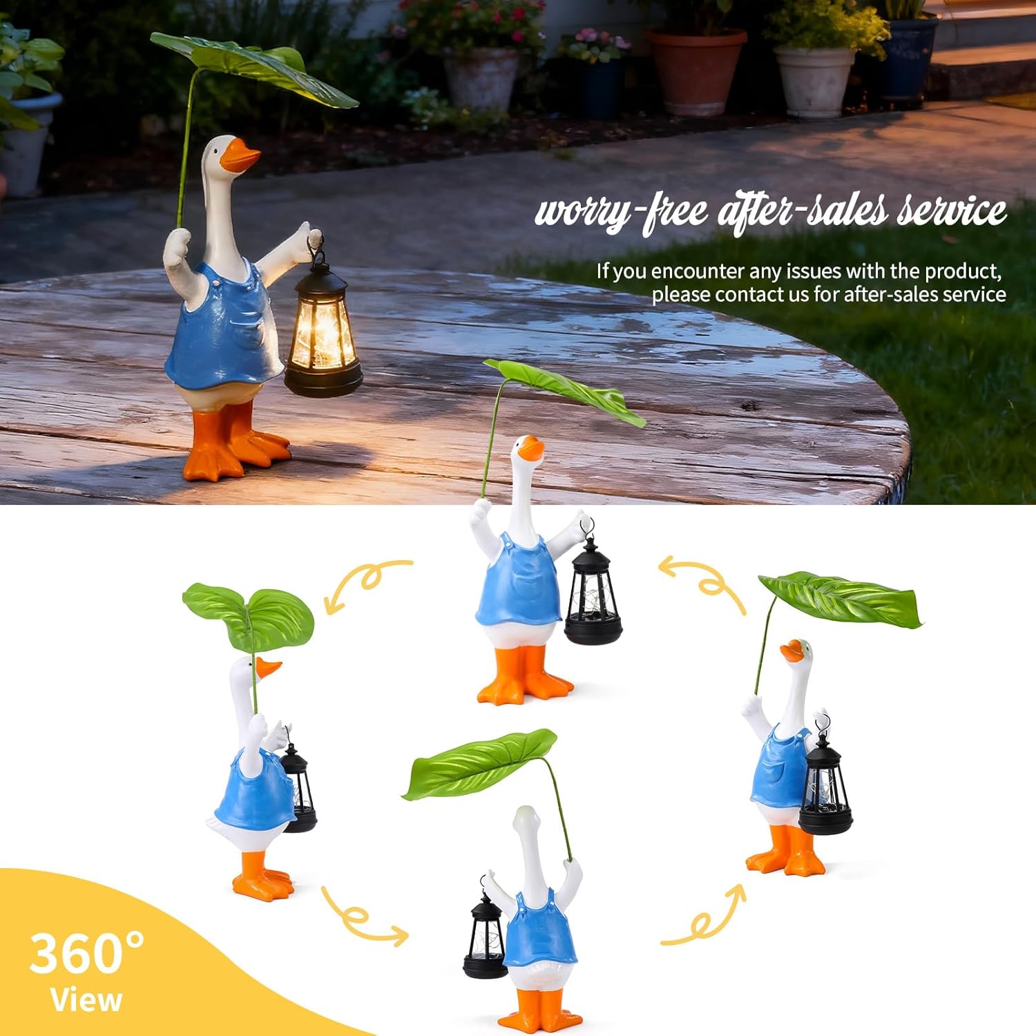 Goose Garden Statues Porch Goose Statue Holding Leaf with Solar Lantern Front Porch Yard Lawn Spring Outdoor Decorations Duck Easter Christmas Birthday Gifts for Mom Women