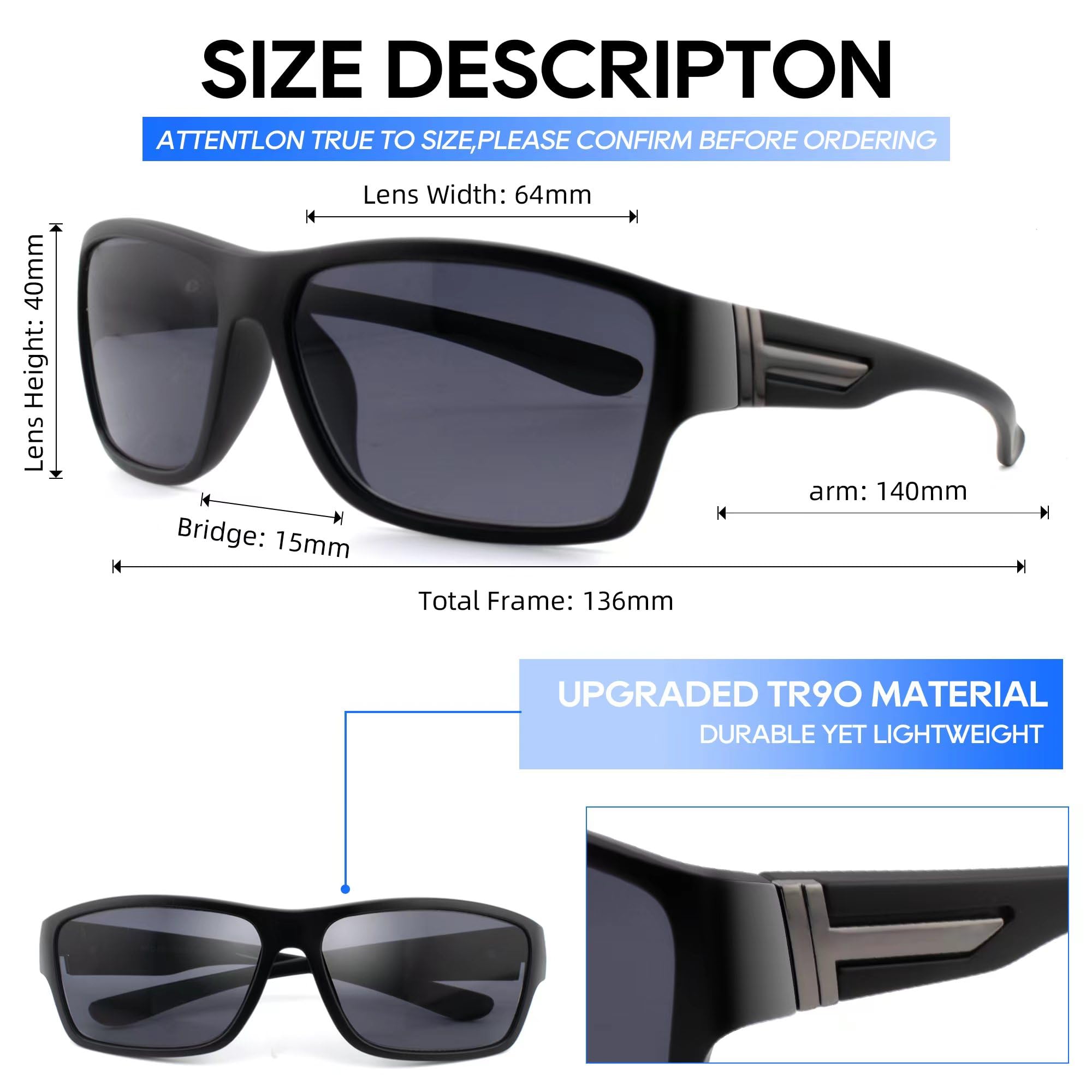 Amazon.com: Ryegis Reading Sunglasses TR90 Frame Wrap Around 