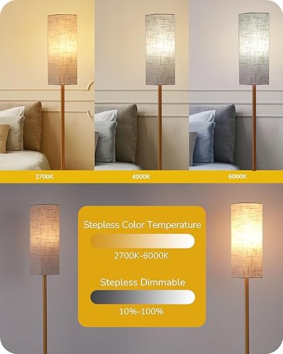 Miniatura 4 de EDISHINE Lámpara de pie moderna de esquina con control remoto, lámpara de lectura minimalista regulable continua, lámpara de poste de 65 pulgadas de