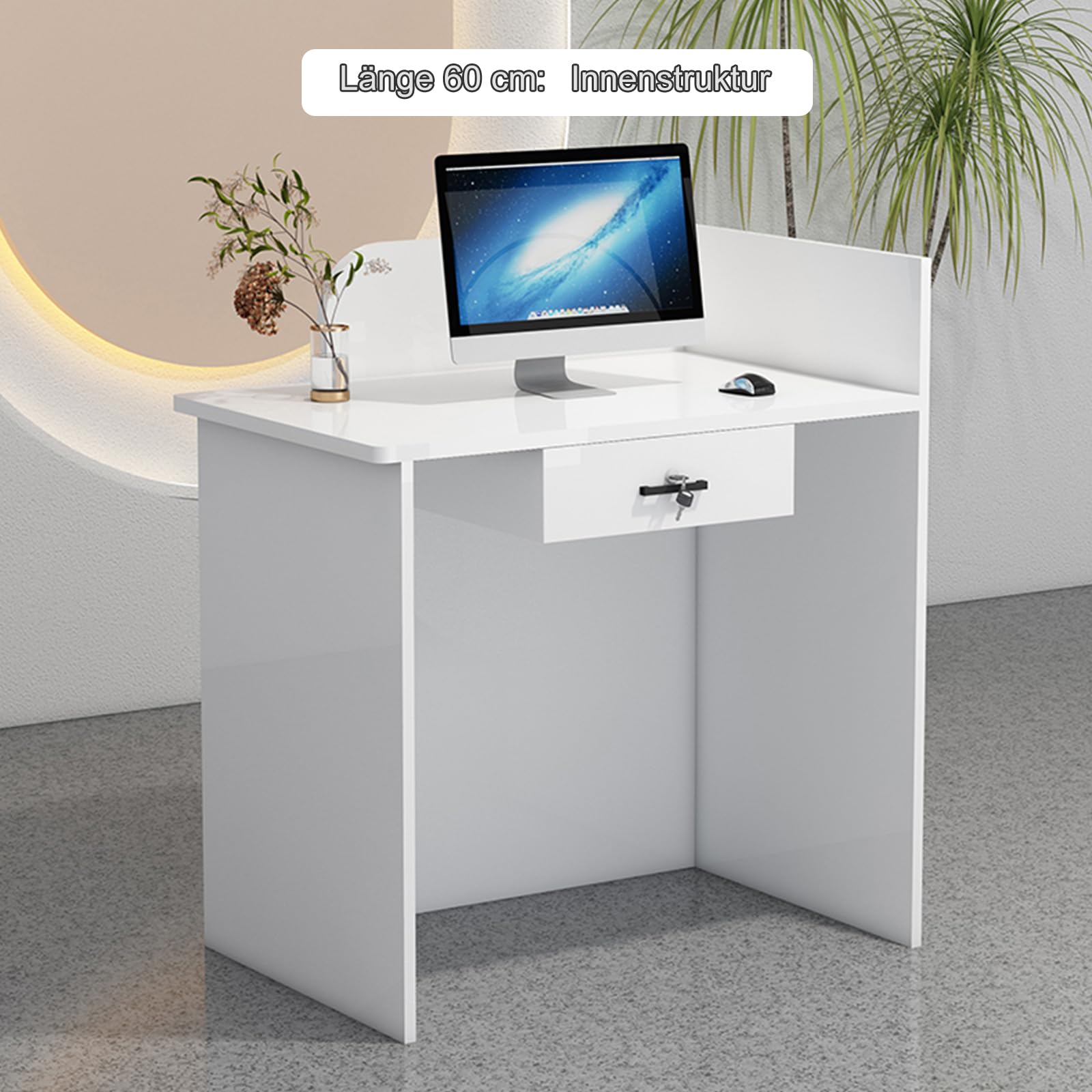 Wetsfgdg Empfangstheke 80x45x100cm - Moderne Rezeption Mit Schubladen In Weiß