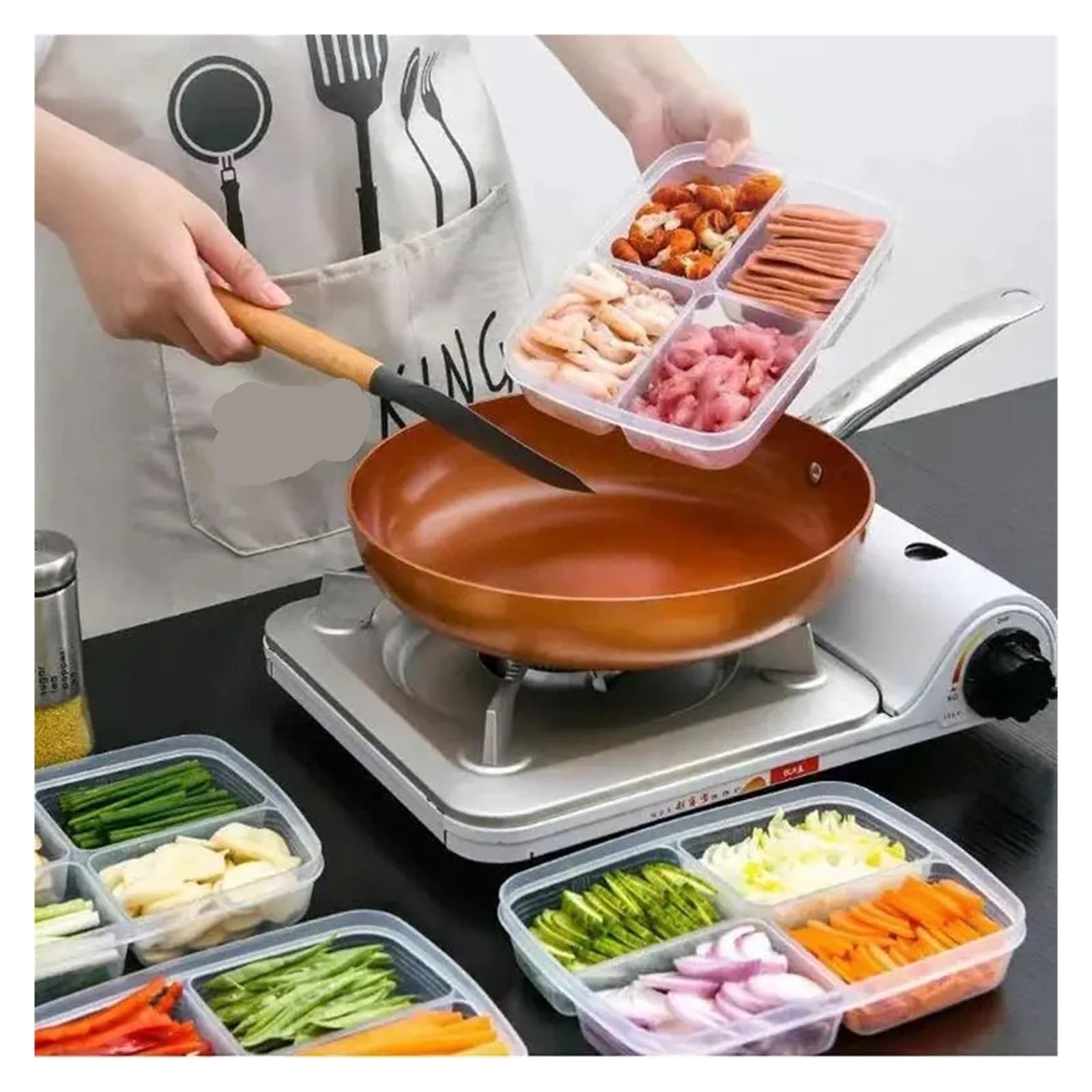 Generico Contenitore for la conservazione della carne nel frigorifero | Disponibili in set da 2 o 4 pezzi for pasti refrigerati e conservazione della carne(4pcs)