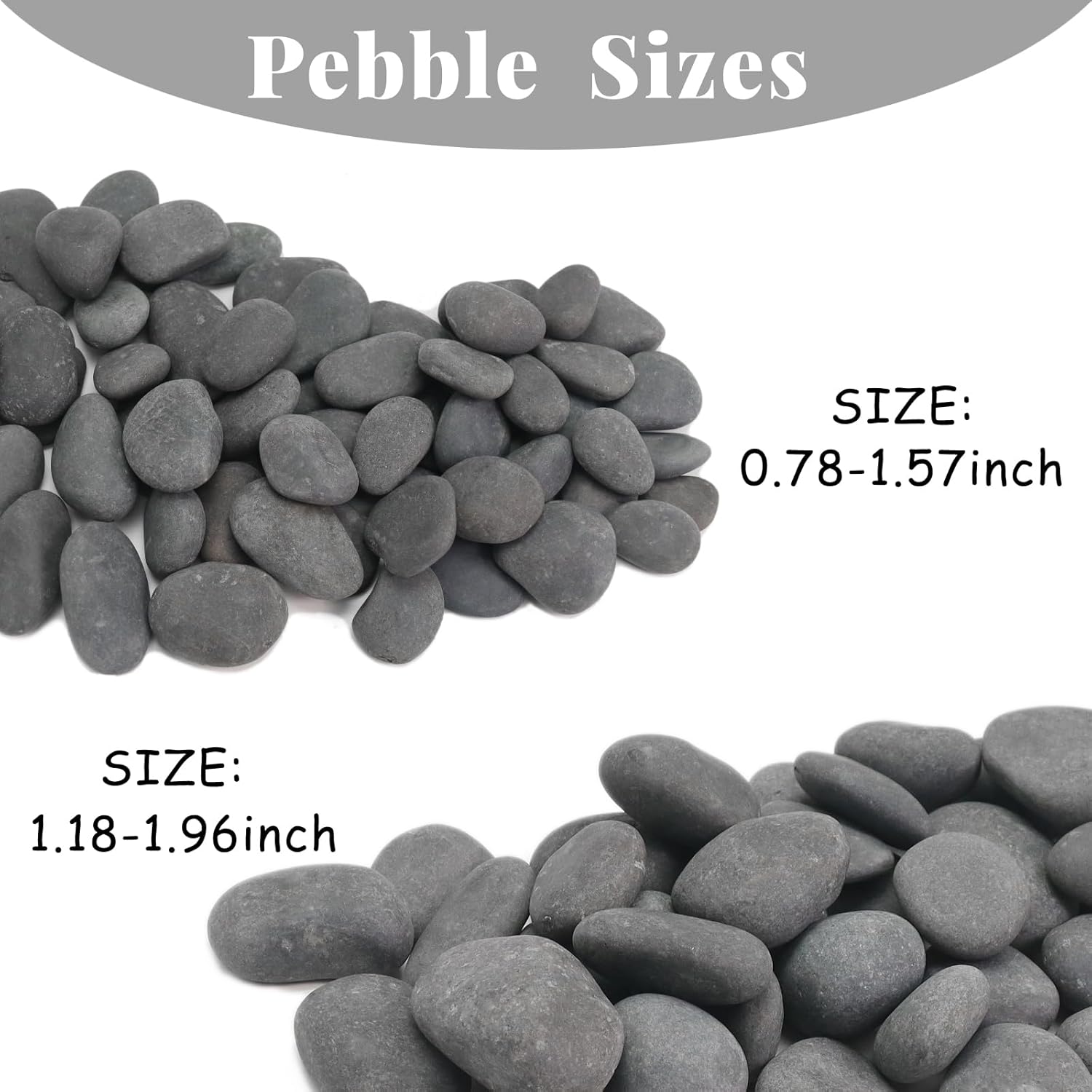 20LB Black Stones Pebbles River Rocks, Natural Beach Pebbles, 0.8-1.5" Decorative Rocks- Ideal for Garden Landscaping, Home Decor, Aquariums, Painting, Crafting and Gifts, Black Colors