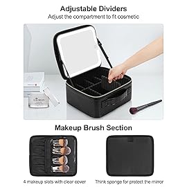 Chomeiu Makeup Bag with LED Mirror, Travel Makeup Case for Women and Makeup Artists Cosmetic Organizer Large Make Up Bags with Light Up Mirror, 3 Color Lights, Adjustable Dividers, Crocodile Pattern