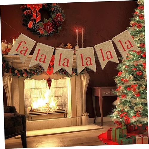 Miniatura 5 de EXCEART 3 guirnaldas para decoración del hogar, guirnalda colgante de arpillera, pancarta de fiesta de Navidad, guirnalda decorativa, guirnalda de