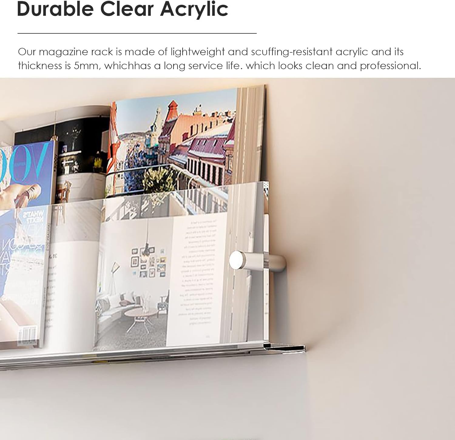 Hanging Bookshelf Magazine Rack, Wall Mount 2 Tier Literature Storage Rack Brochure Holder, for Home Office Waiting Room Display, Easy to Assemble (Size : Length 90cm/35.4inch)