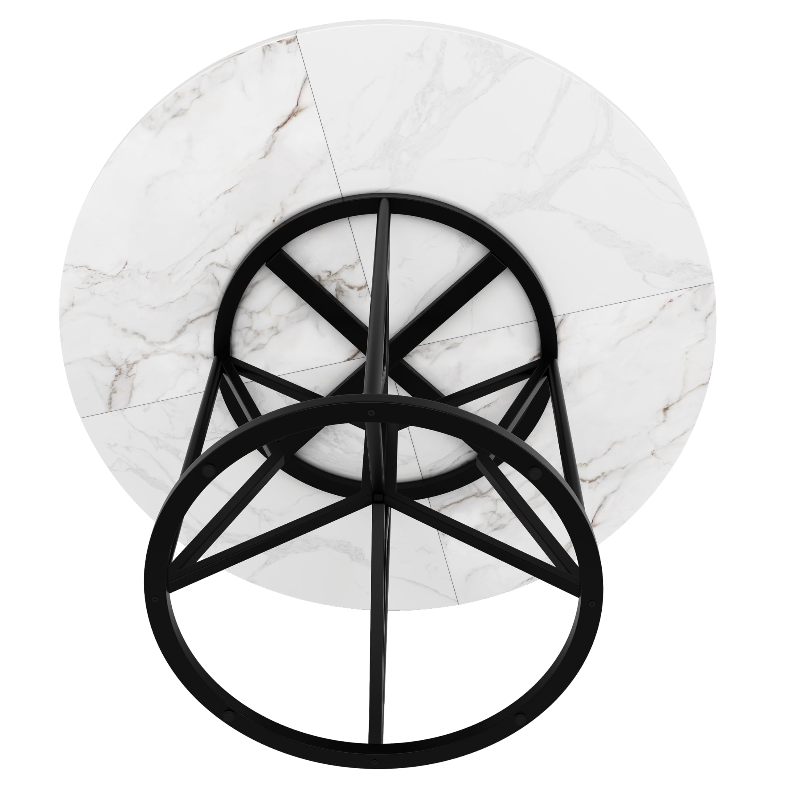 KAZZIO Juego de mesa de comedor (5 piezas), juego de mesa de comedor con 4 sillas, mesa de comedor redonda de 100 cm de diámetro, tablero DM blanco, silla de comedor de terciopelo (negro+gris-1)
