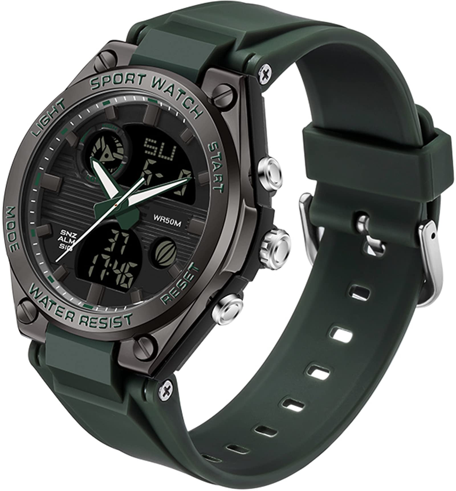 Orologio digitale da donna con cinturino in silicone impermeabile da 50 m, orologio digitale per ragazza ragazzo analogico digitale con allarme data LED per bambini elettronico
