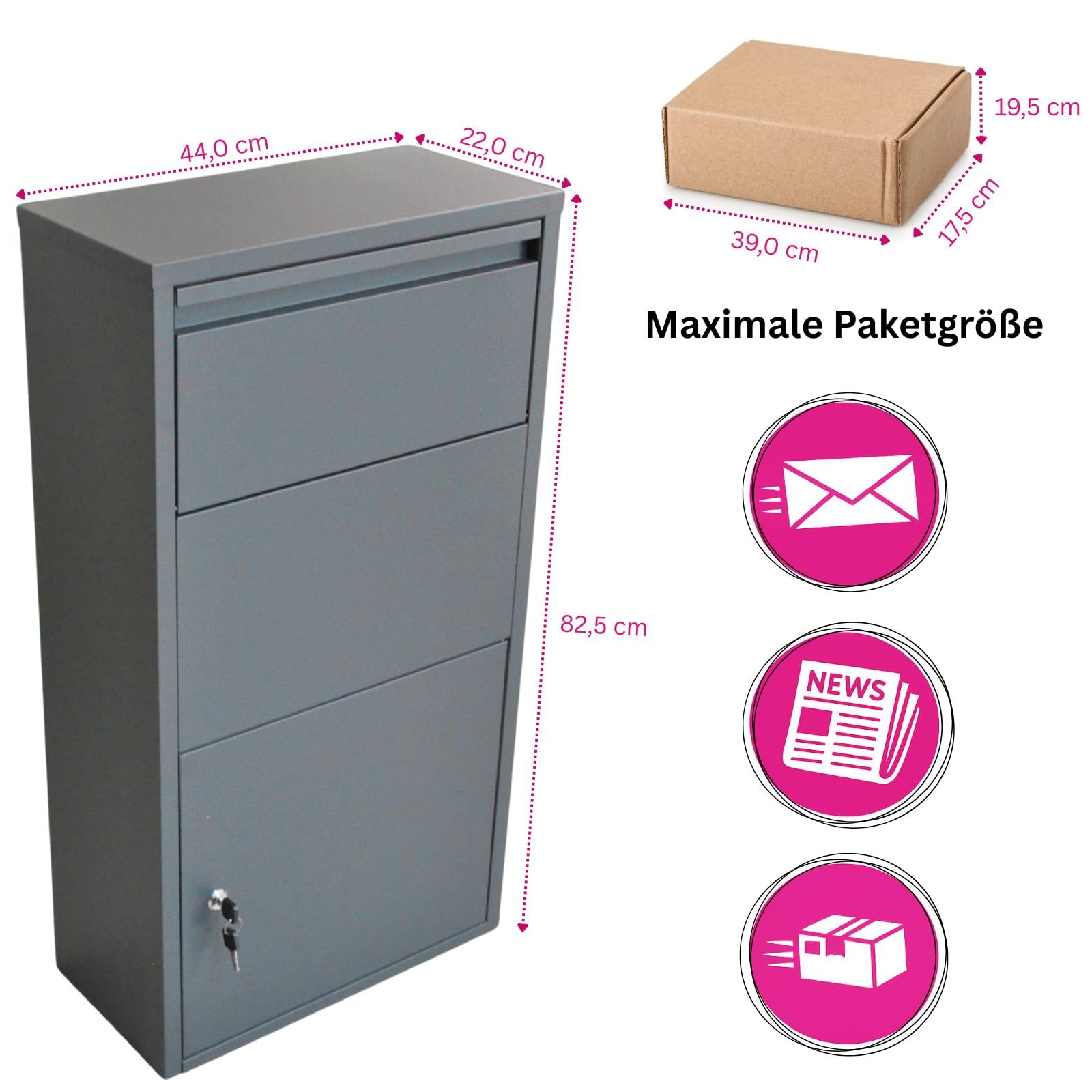 Briefkasten Postbox Paketbox Paketbriefkasten Wand-/ Bodenmontage