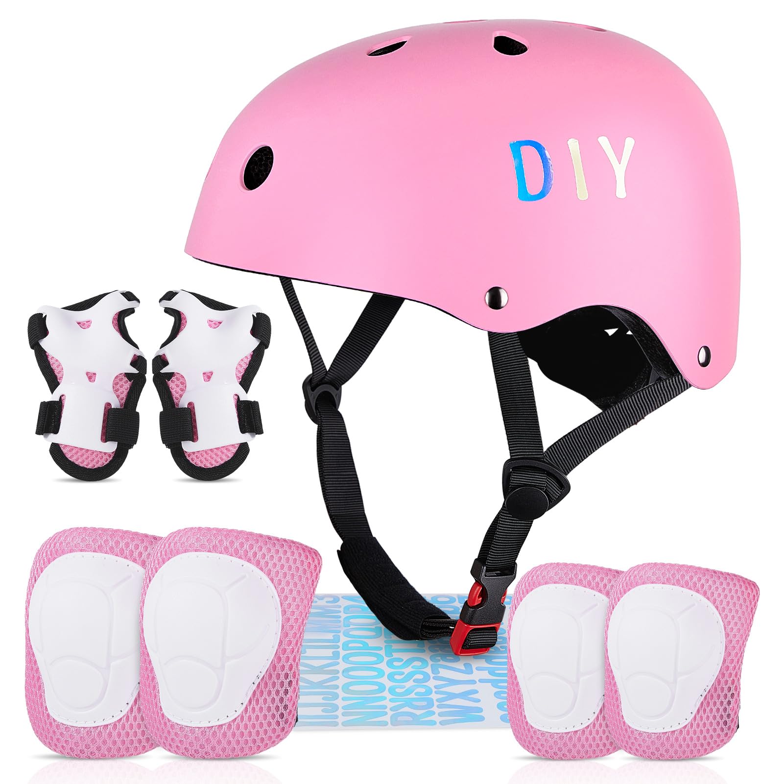 FIODAY Kids Bike Helmet Knee Pads for Kids Adjustable Protective Gear with Knee and Elbow Pads Wrist Guards Toddler Helmet for Boys Girls Skateboard Inline Skating Scooter, 3-5-8-13 Years