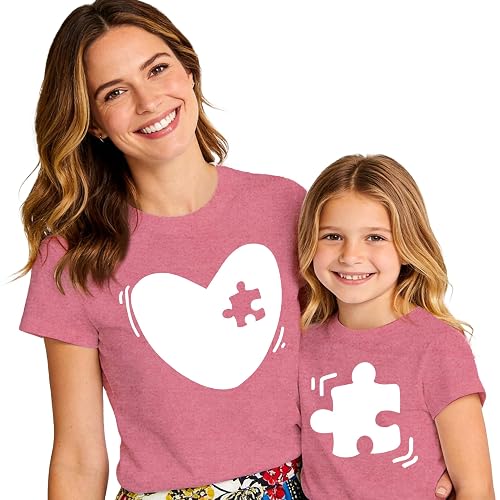 SUWATOIN Mommy and Me Matching Shirts Mother's Day Puzzle Heart