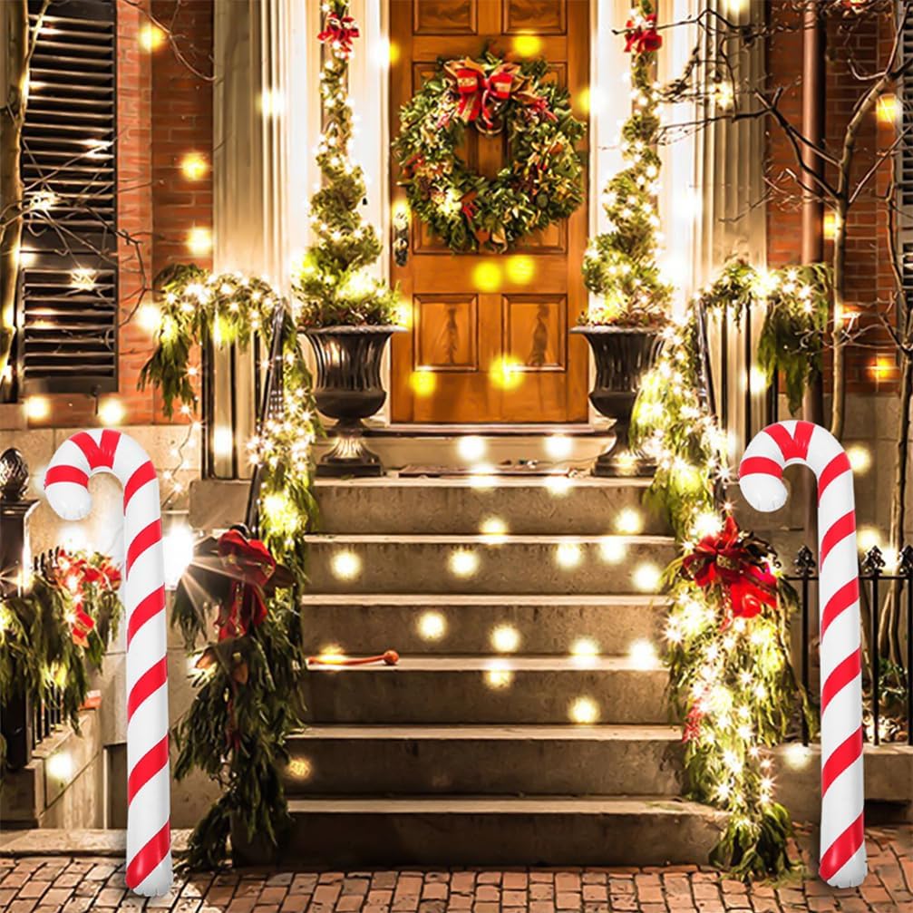 Gadpiparty 10pcs Inflatable Candy Canes Xmas Decorations for Festivities Material Easy to Inflate for Holiday Parties Family Gatherings