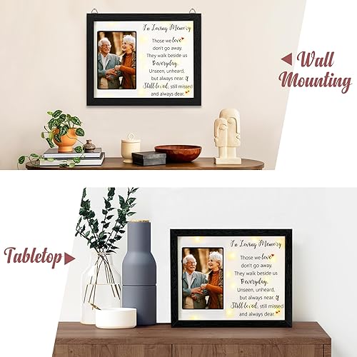 Miniatura 6 de Caja de sombra LED de 4 x 6 pulgadas, marco de fotos conmemorativo, regalo de condolencias por pérdida de madre, madre, padre, papá, regalos de