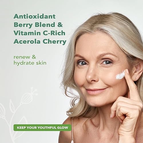 Miniatura 4 de Nourish Organic Crema facial, arándano y bayas árticas, fórmula de defensa de la edad con aloe vera y aceite de borraja, 1.7 onzas + algodón lavable