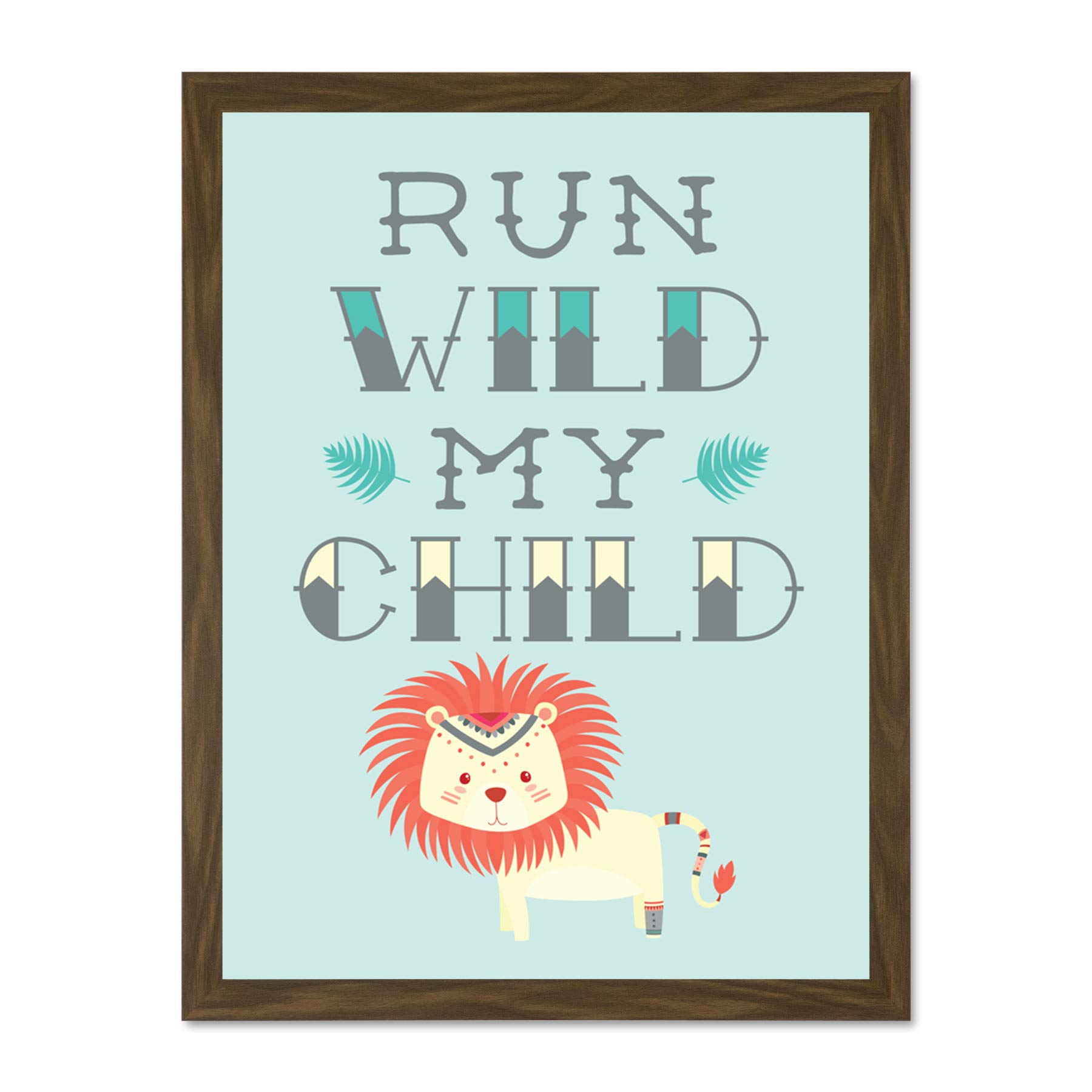 Kids Run Wild My Child Pastel Lion Large Framed Art Print Poster Wall Decor 18x24 inch