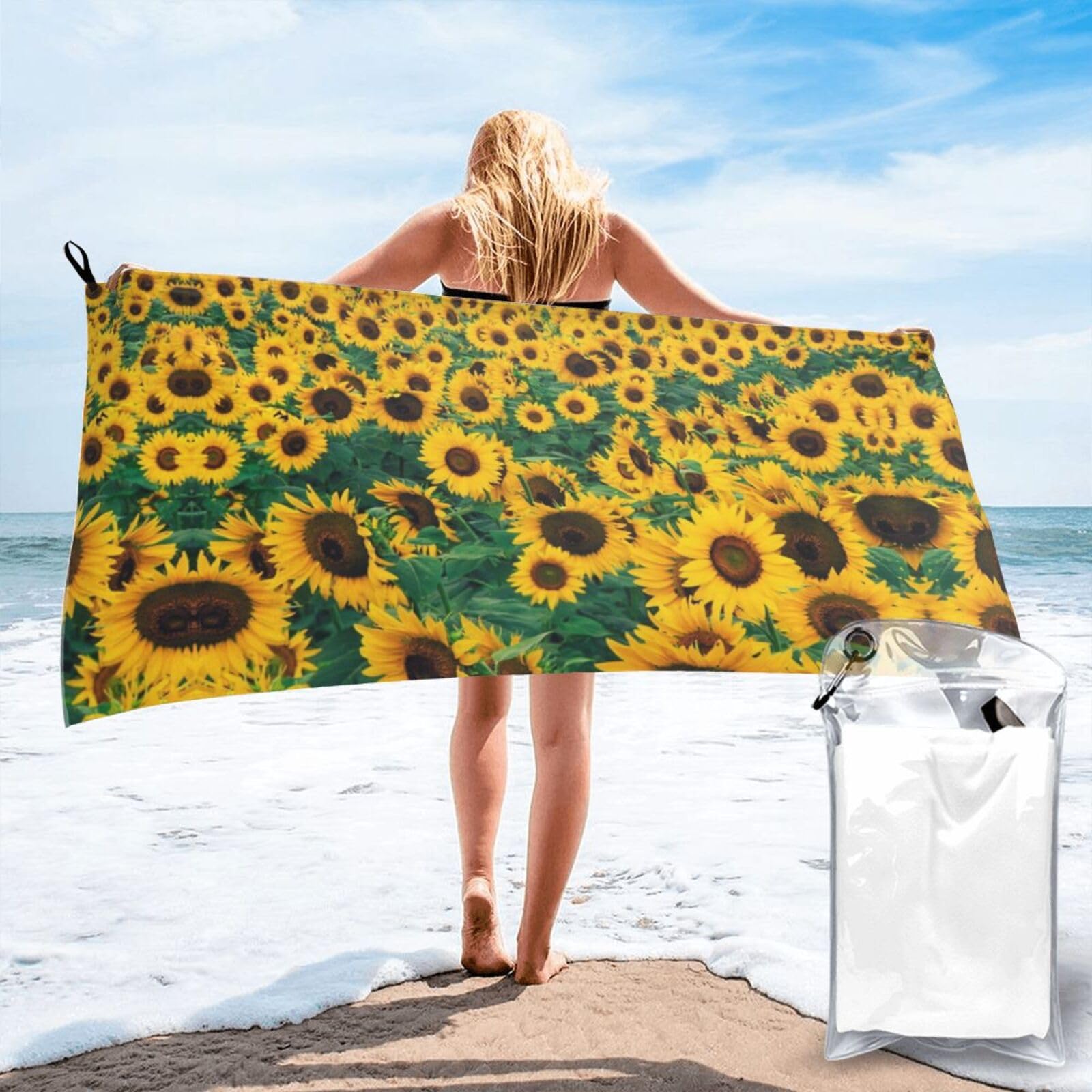 Many Beautiful Sunflowers Print Quick Dry Towel Bath Towel Microfiber Bath Towel Super Absorbent Bath Towel Towel For Outdoor, Travel, And Gym Use