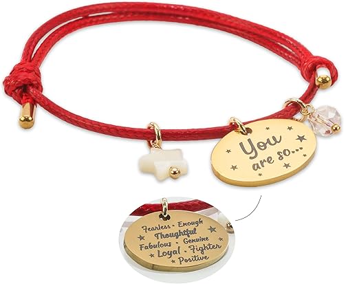 Miniatura 10 de Daughter Bracelet Inspirational Bracelets for Women Motivational Bracelet Red String Bracelet Heart Pendant with Inspiring Words  Self Love Bracelet