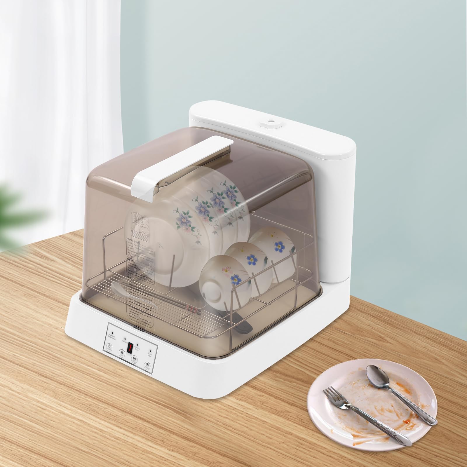 Lavastoviglie Portatile Lavastoviglie Automatico con Serbatoio Mini Lavastoviglie per Appartamenti Dormitori e Camper Bianco Marrone
