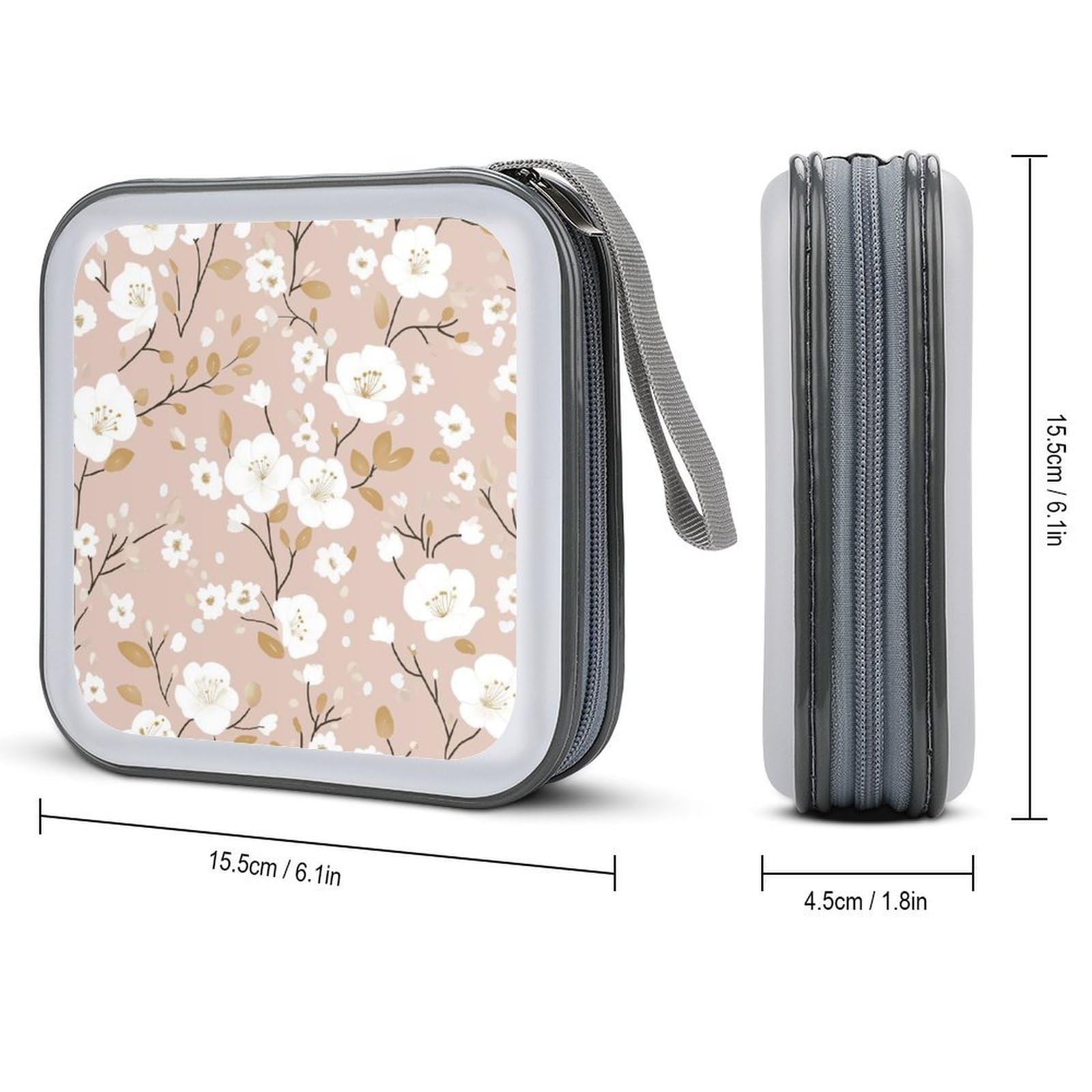 DuduYH Cute Pink Floral Pattern CD Case DVD Storage Case Portable for Car Home Travel