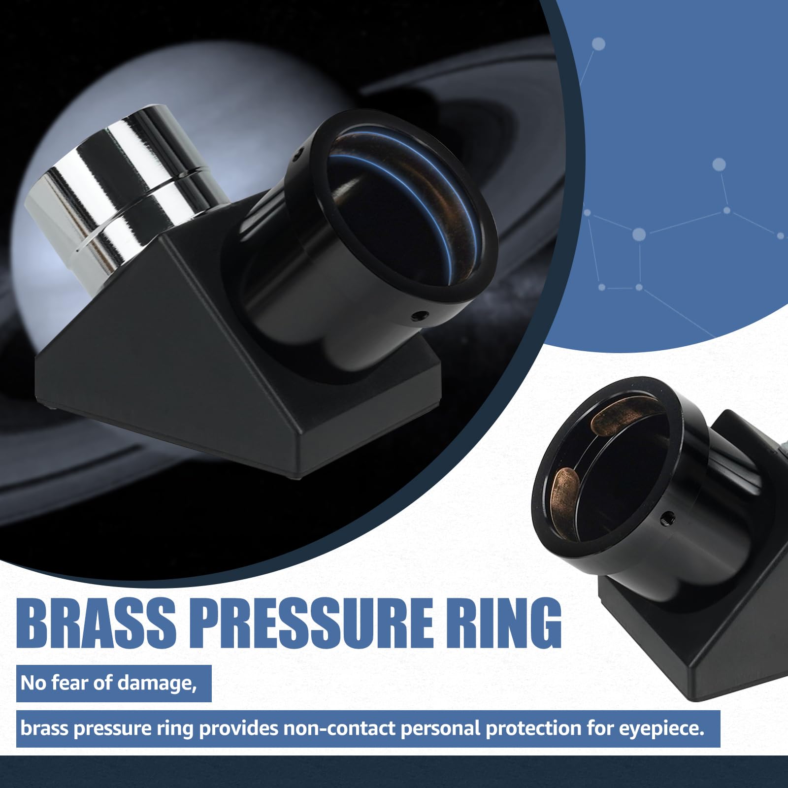 Svbony SV221 Specchio Diagonale, Adattatore Diagonale da 1,25pollici a 90 Gradi con Anello di Pressione in Ottone Accessori per Oculare Telescopio in Alluminio per Osservazioni Astronomiche da Terra