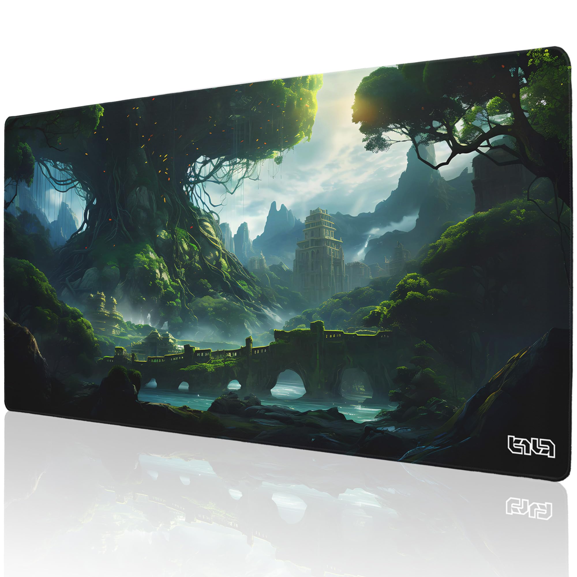 Tilt Gaming Mauspad 1000x500 mm - 4 mm rutschfeste Schreibtischunterlage Groß - Speed-Oberfläche & HD-Druck - Maschinenwaschbar Mousepad XXL für Gaming und Büro - Tree of Civilization Desk Mat