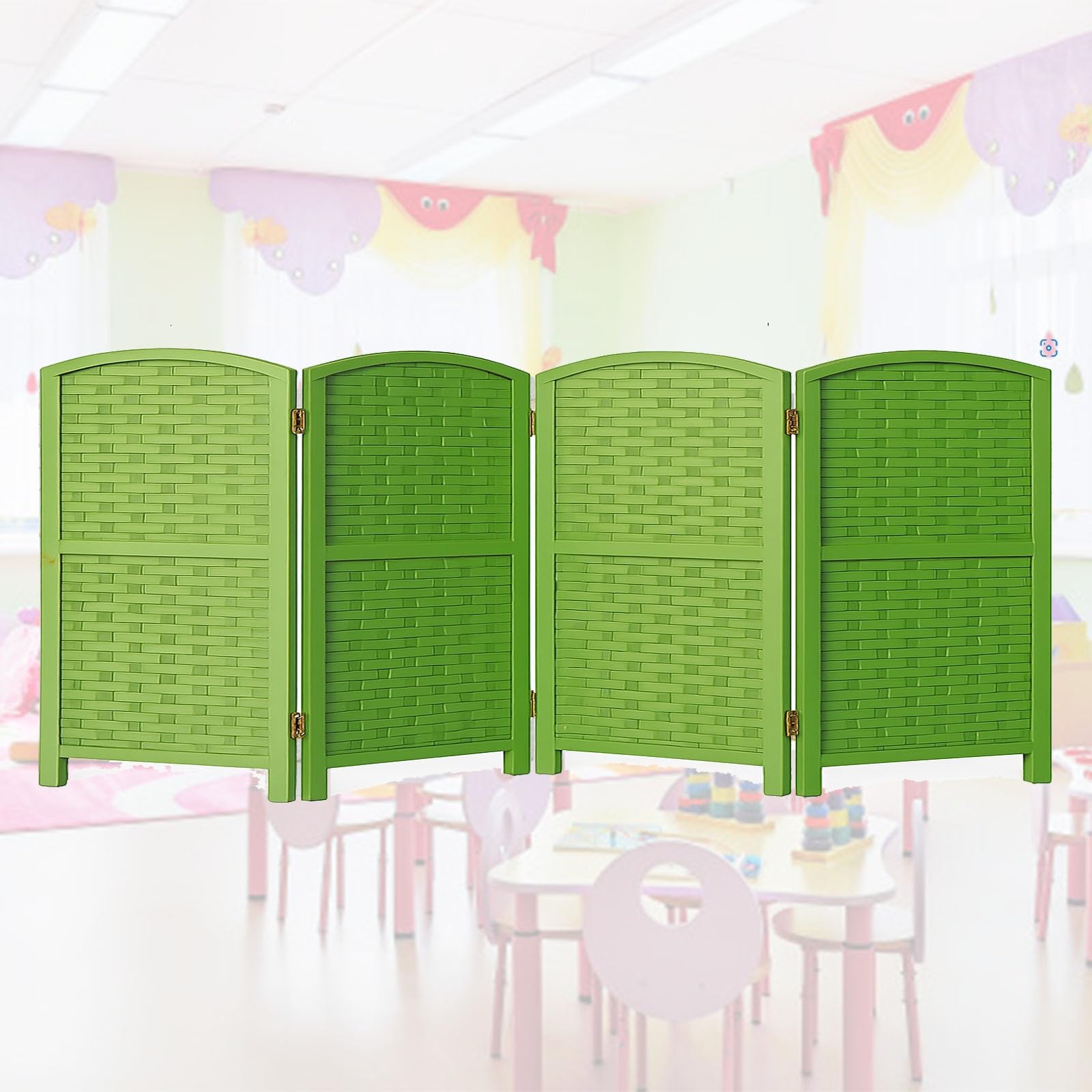 Paravent pliable de qualité premium en bois massif au tissage élégant