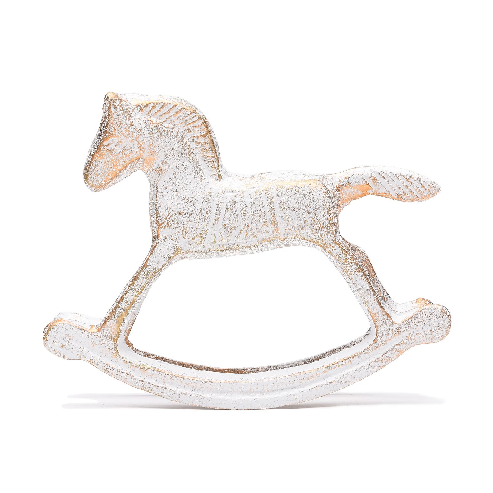 BRASSTAR Cast Iron Rocking Horse Statue White Garden Home Office Desk Decor Paperweight Animal Collection Figurine TQGJPT502