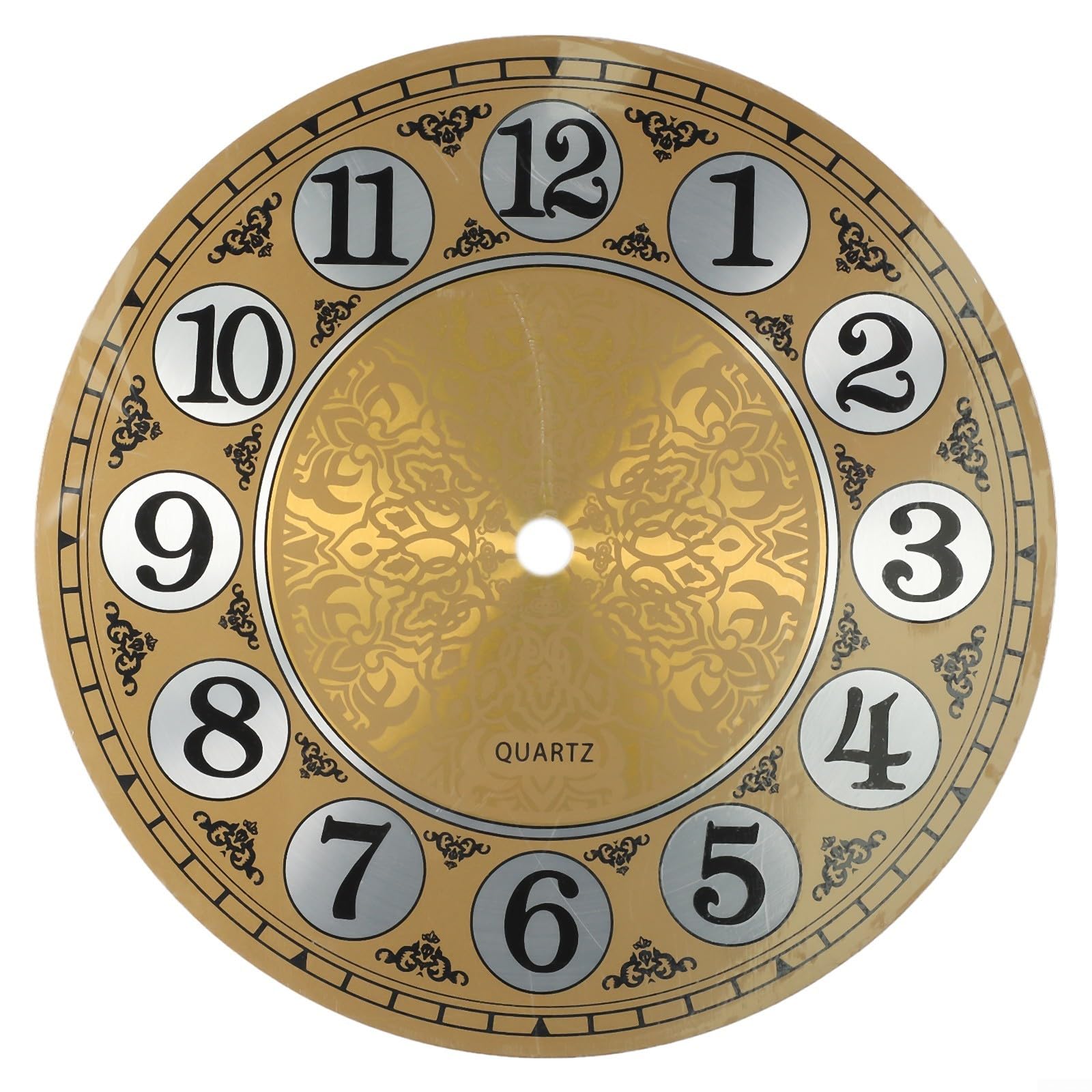Aluminium-Zifferblatt, 160 mm, für Vintage-Wanduhr, 17,8 cm, goldfarbene Metallplatte mit arabischen Ziffern, DIY-Quarzuhr-Set