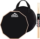 EASTROCK Drum Pad D'entraînement 12 Pouces, avec Baguettes et Sac, Noir - 1