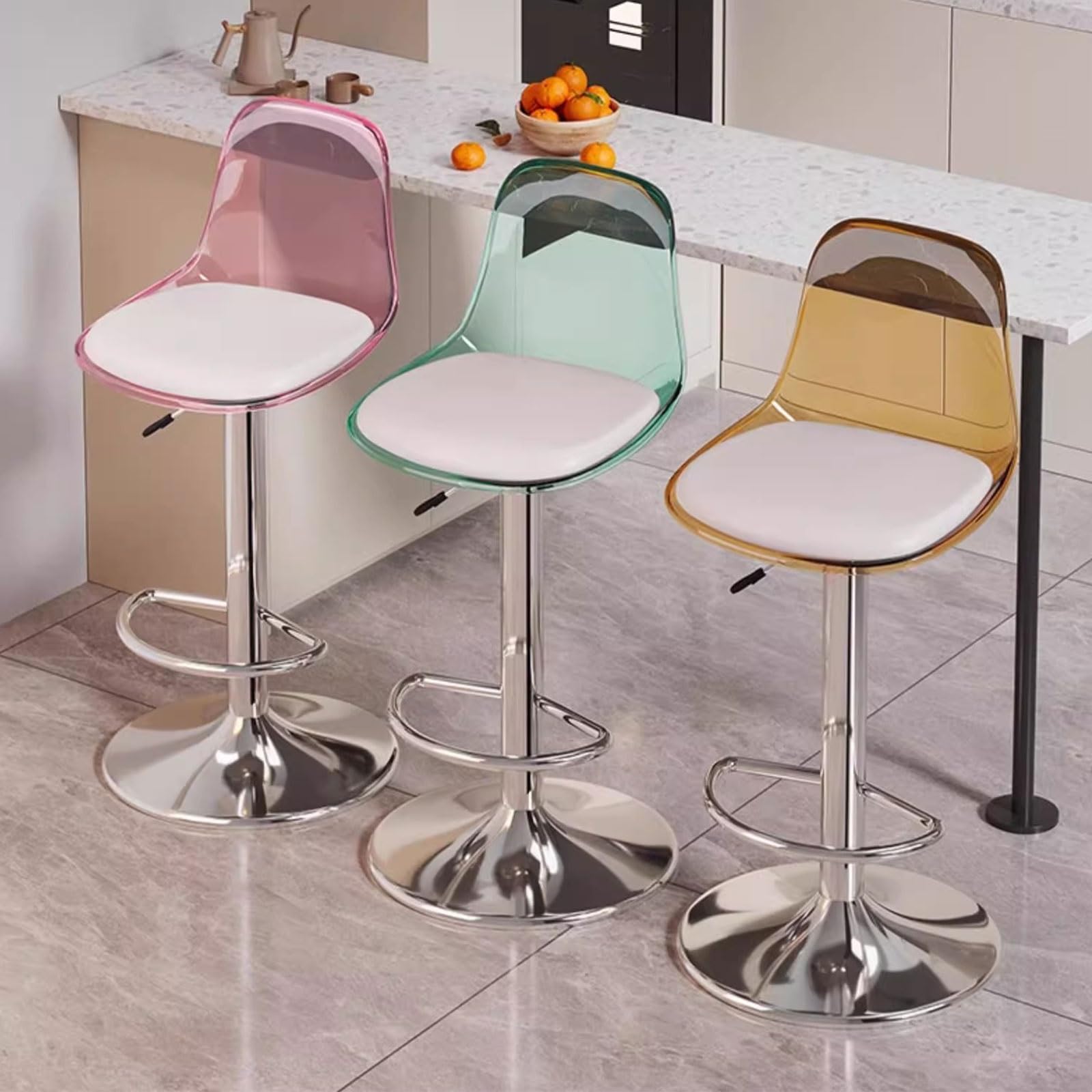 Tabouret de bar en métal et cuir synthétique au design contemporain épuré