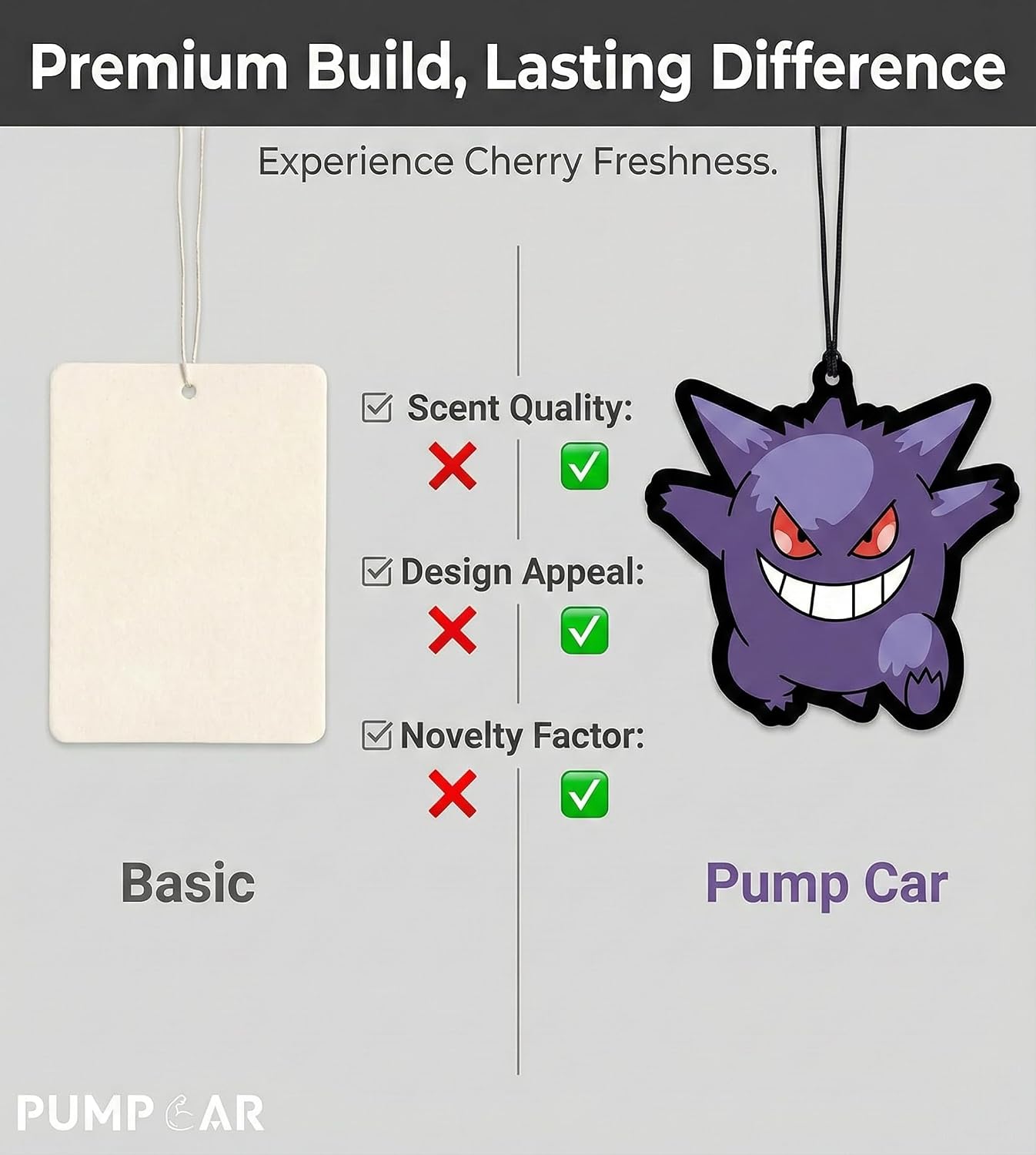 PumpCar 2 pieces double-sided purple monster poke hanging cartoon cherry-scented funny car air freshener Cool hanging for rearview mirror Car Interior Accessories Gifts