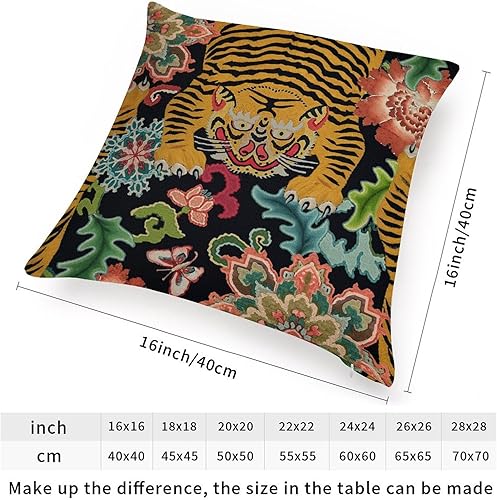 Miniatura 2 de ArogGeld Fundas de almohada de granja con estampado de animales de flores coloridas, diseño de tigre, rayas de tigre, floral, blanco, funda de cojín