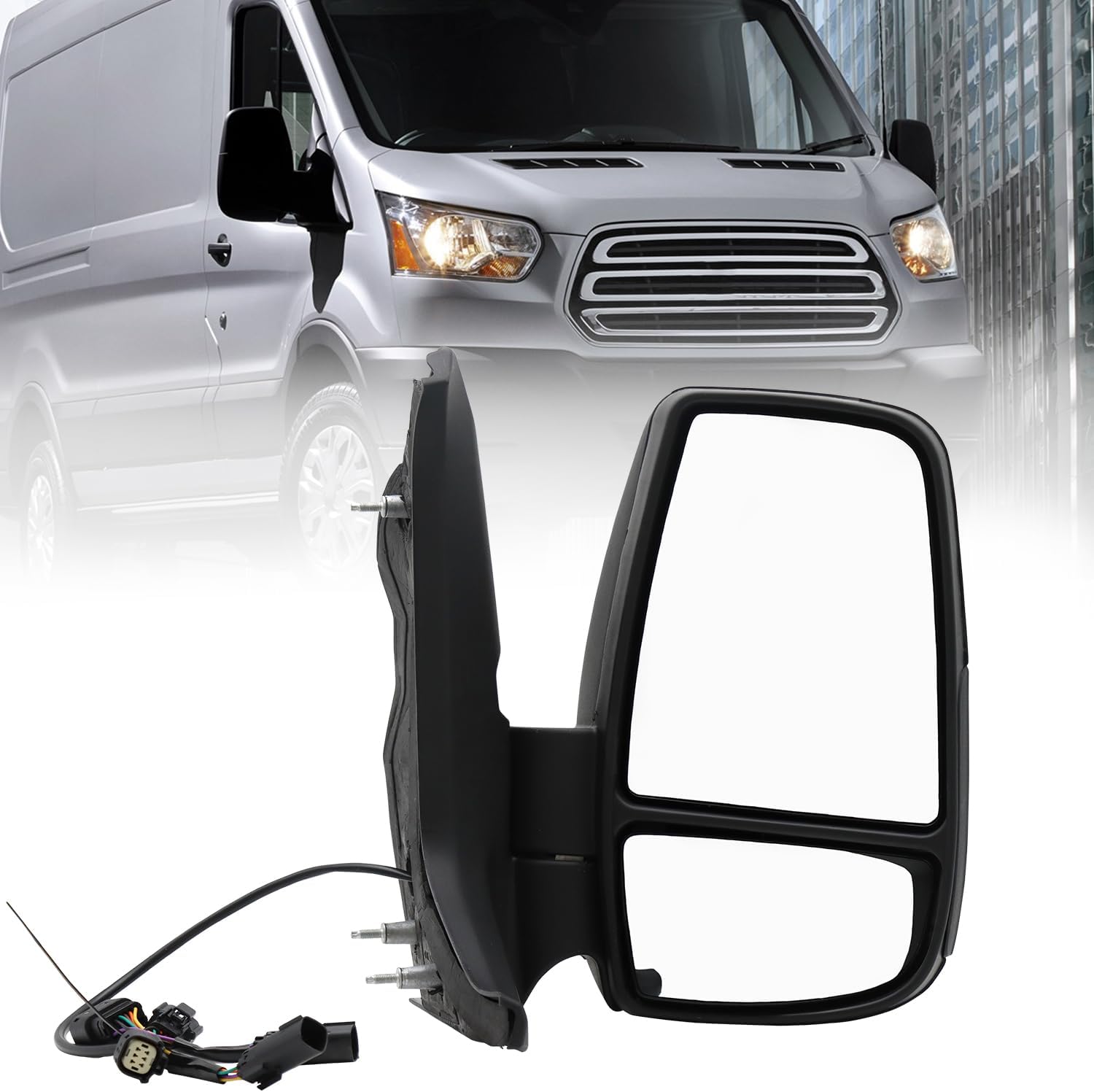 Rétroviseur électrique Droit Avec Lampe Pour Ford Transit 150/250/350HD 2010-2024 - Noir, Réglable Manuellement